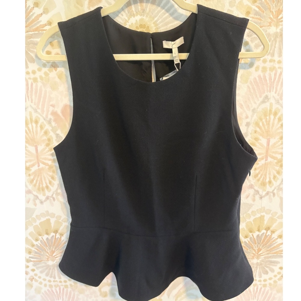 NWT Joie Jourdine Black 100% Wool Peplum Top Sleeveless Blouse | L - Picture 3 of 8